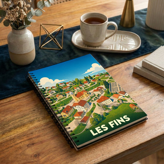 Carnet souvenir de la ville de Les Fins avec une illustration stylisée.