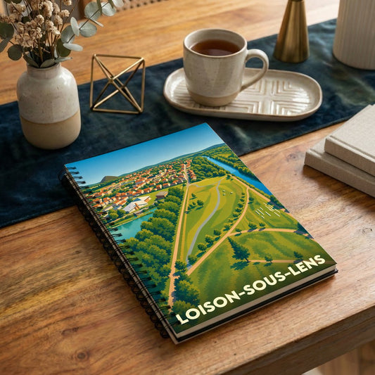 Carnet souvenir de la ville de Loison-sous-Lens avec une illustration paysagère stylisée.