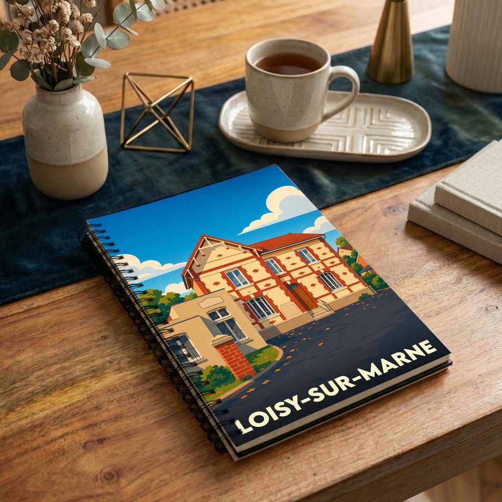 Carnet souvenir de la ville de Loisy-sur-Marne avec une illustration stylisée d'une maison traditionnelle.