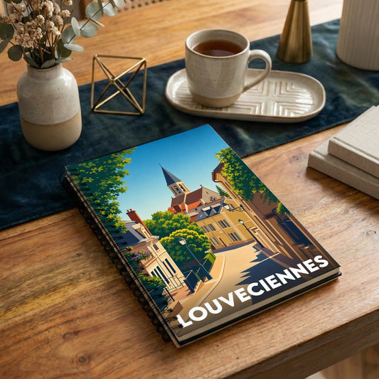 Carnet souvenir de la ville de Louveciennes avec une illustration stylisée.