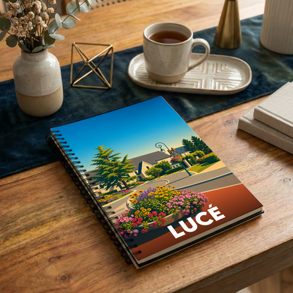 Carnet souvenir de la ville de Lucé avec une illustration stylisée.