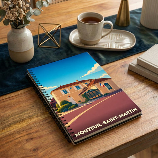 Carnet souvenir de la ville de Mouzeuil-Saint-Martin avec une illustration stylisée.