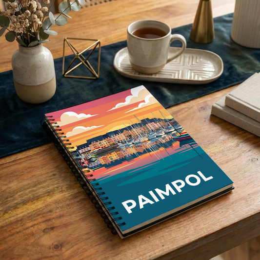 Carnet souvenir de la ville de Paimpol avec une illustration stylisée de son port.