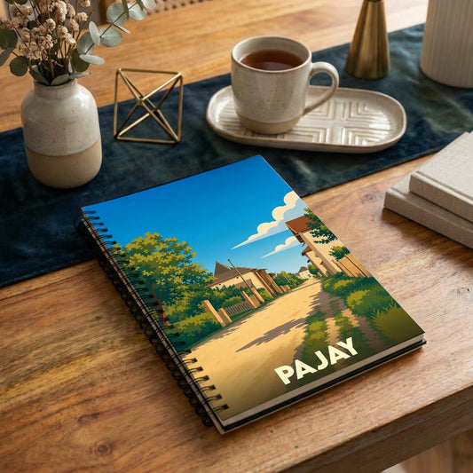 Carnet souvenir de la ville de Pajay avec une illustration stylisée.