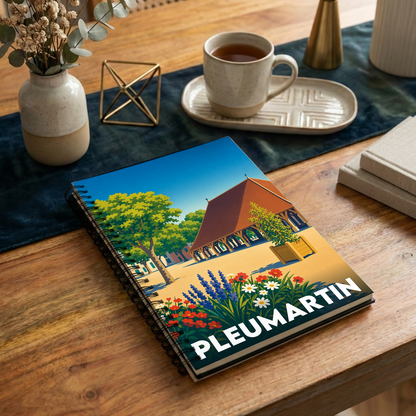 Carnet souvenir de la ville de Pleumartin avec une illustration stylisée.