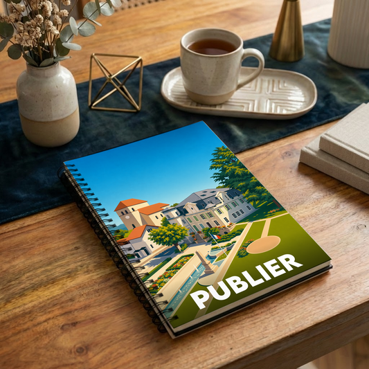 Carnet souvenir de la ville de Publier avec une illustration stylisée.