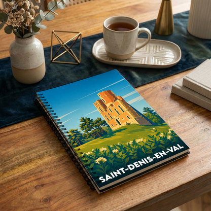 Carnet souvenir de la ville de Saint-Denis-en-Val avec une illustration stylisée d'un château.