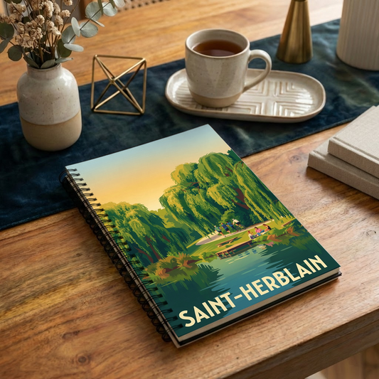 Carnet souvenir de la ville de Saint-Herblain avec une illustration stylisée.