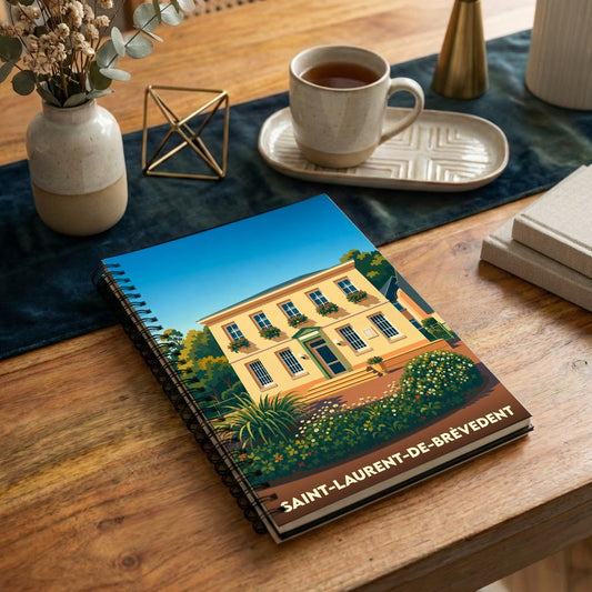 Carnet souvenir de la ville de Saint-Laurent-de-Brèvedent illustré d'une élégante maison bourgeoise et de son jardin fleuri.