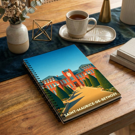 Carnet souvenir de la ville de Saint-Maurice-de-Beynost avec une illustration stylisée de sa mairie.