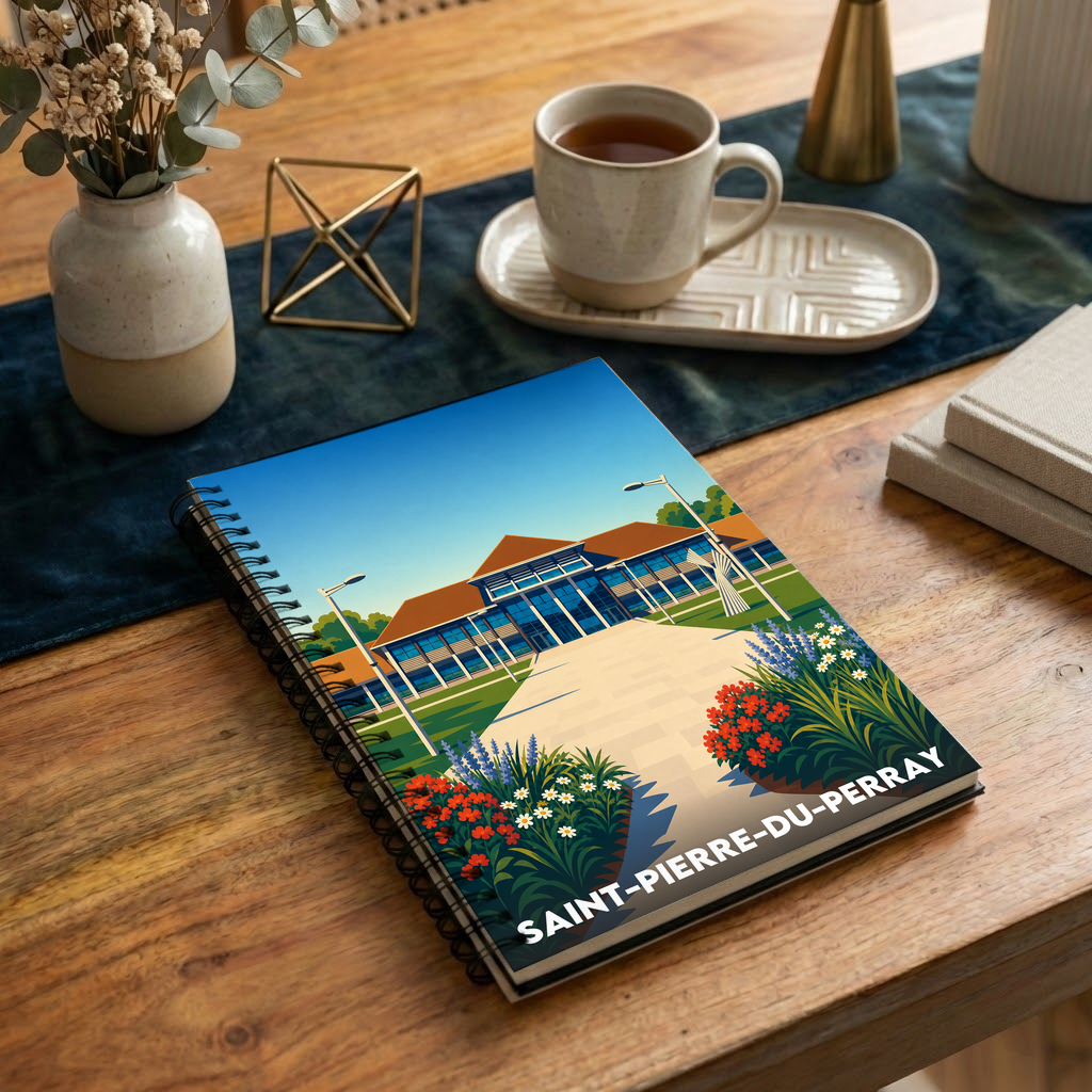 Carnet souvenir de la ville de Saint-Pierre-du-Perray avec une illustration stylisée.