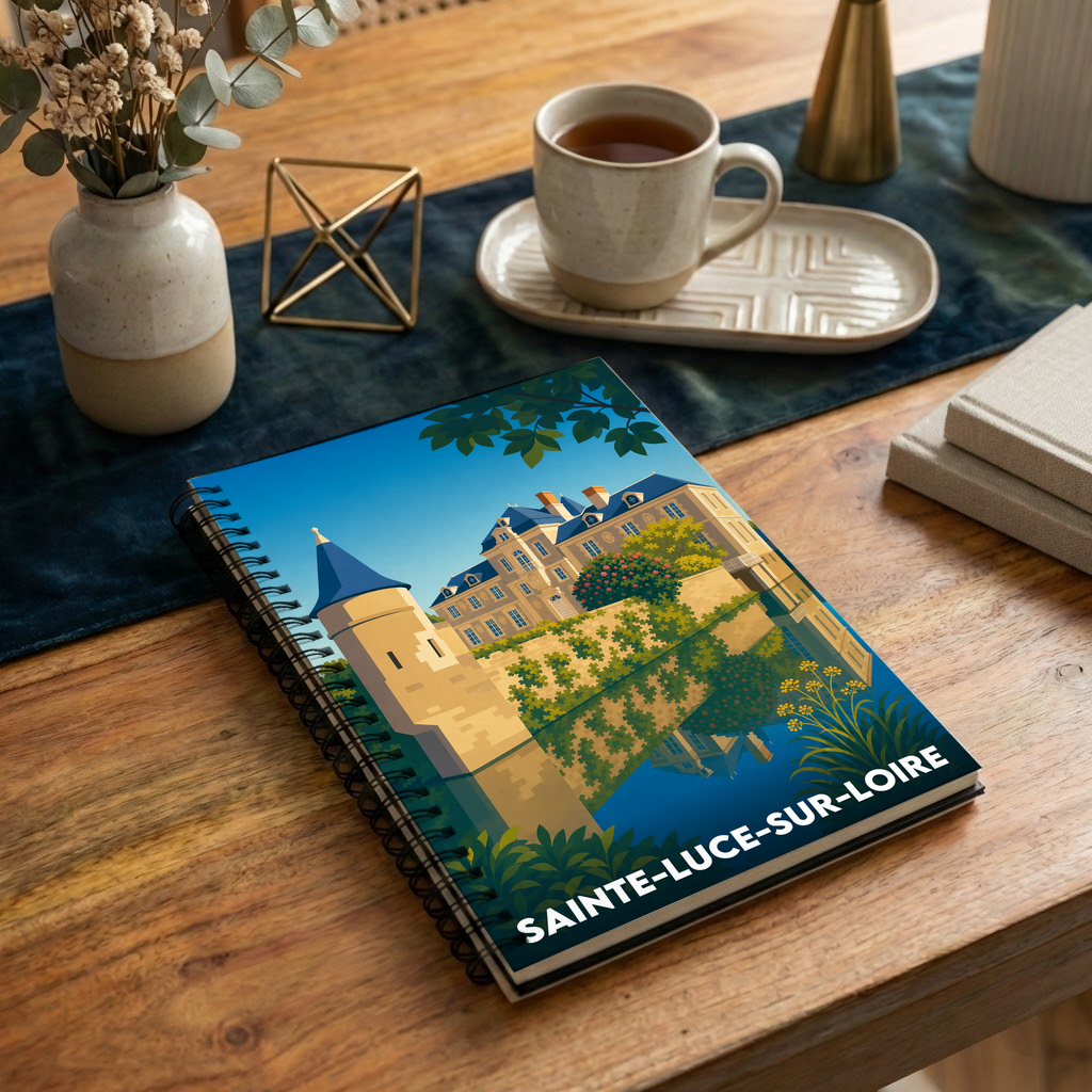 Carnet souvenir de la ville de Sainte-Luce-sur-Loire avec une illustration stylisée.