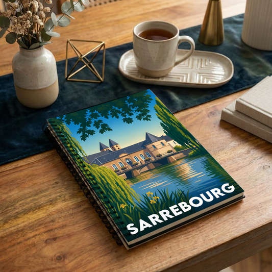 Carnet souvenir de la ville de Sarrebourg avec une illustration stylisée.