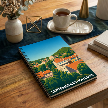 Carnet souvenir de la ville de Septèmes-les-Vallons avec une illustration stylisée.