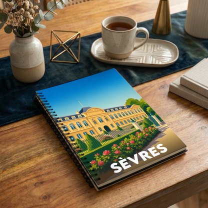 Carnet souvenir de la ville de Sèvres avec une illustration stylisée.
