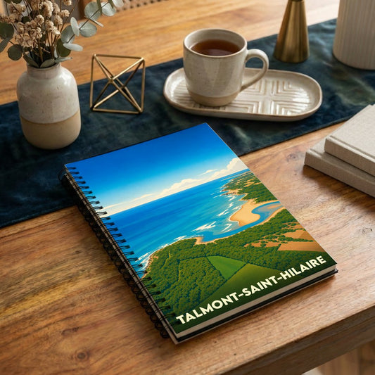 Carnet souvenir de Talmont-Saint-Hilaire avec une illustration stylisée de son littoral.