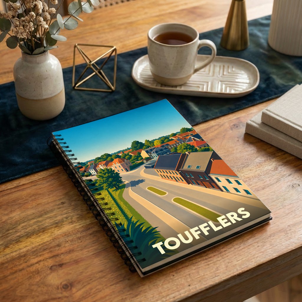 Carnet souvenir de la ville de Toufflers avec une illustration stylisée.