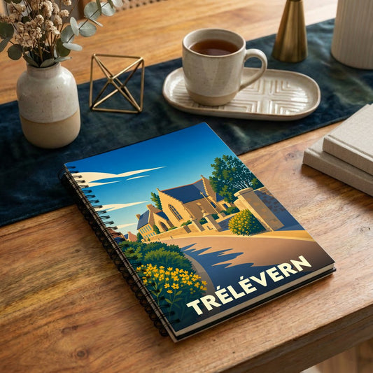 Carnet souvenir de la ville de Trélévern avec une illustration stylisée.