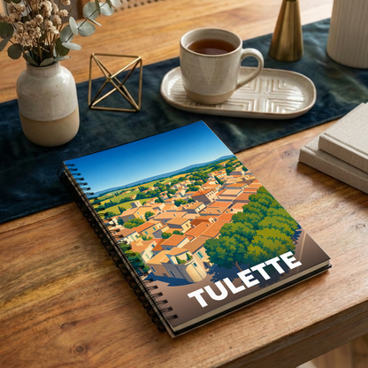 Carnet souvenir de la ville de Tulette avec une illustration stylisée.