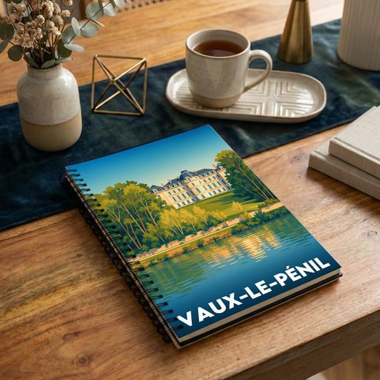 Carnet souvenir de la ville de Vaux-le-Pénil avec une illustration stylisée.