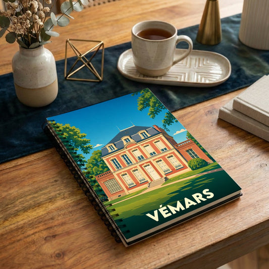 Carnet souvenir de la ville de Vémars avec une illustration stylisée d'un château.