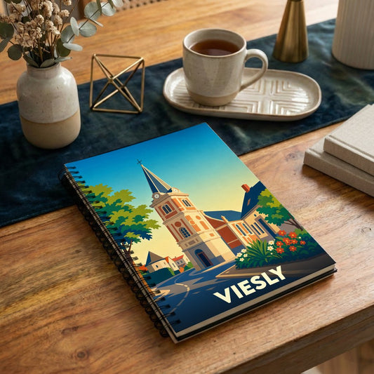 Carnet souvenir de la ville de Viesly avec une illustration stylisée.