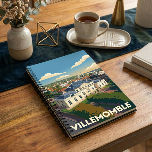 Carnet souvenir de la ville de Villemomble avec une illustration stylisée.