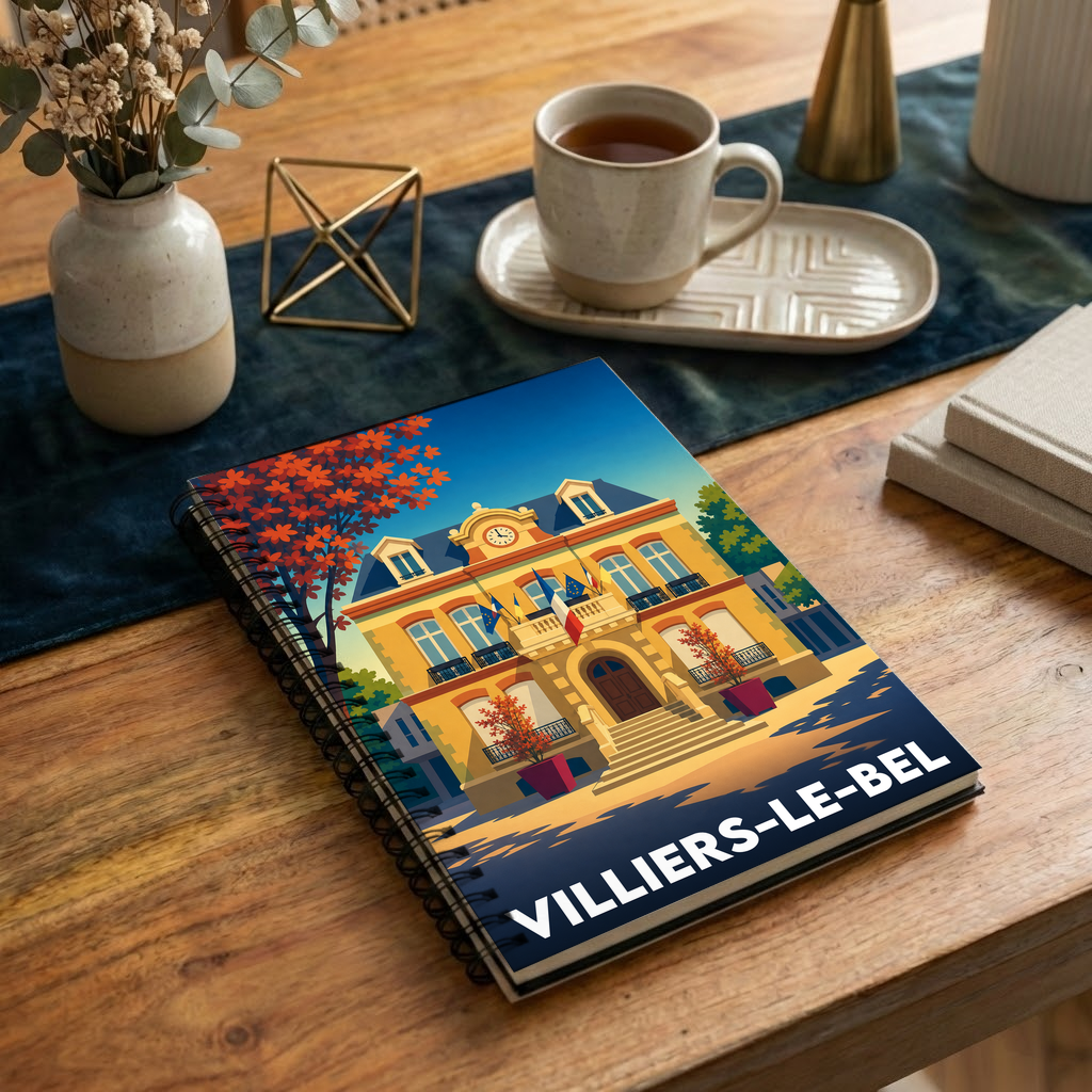 Carnet souvenir de la ville de Villiers-le-Bel avec une illustration stylisée.