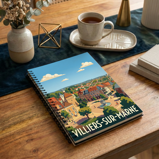 Carnet souvenir de la ville de Villiers-sur-Marne avec une illustration stylisée.