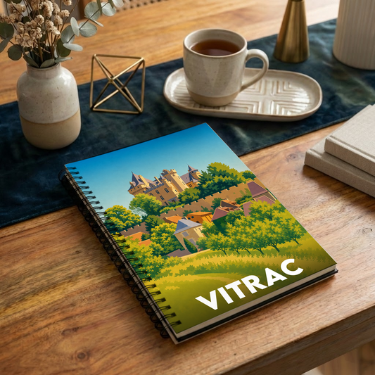 Carnet souvenir de la ville de Vitrac avec une illustration stylisée.
