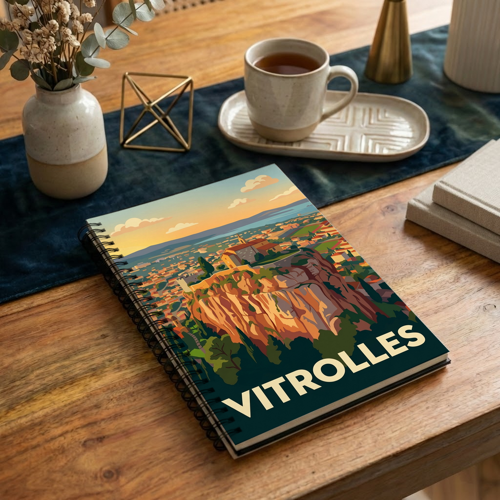 Carnet souvenir de la ville de Vitrolles avec une illustration stylisée.