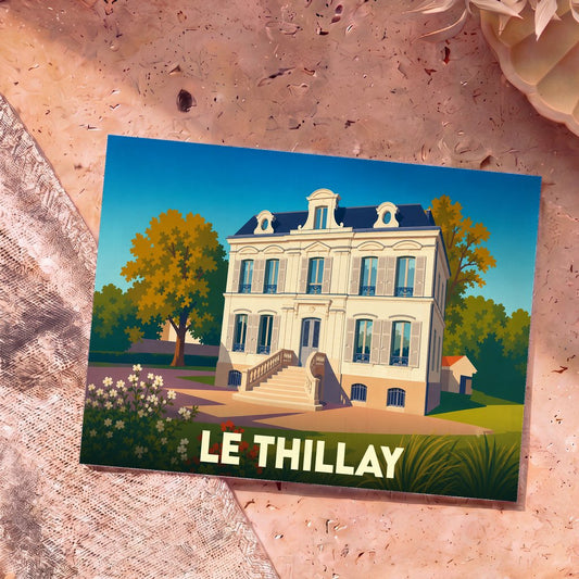 Carte postale souvenir de la ville de Le Thillay illustrant une grande demeure bourgeoise de style classique.