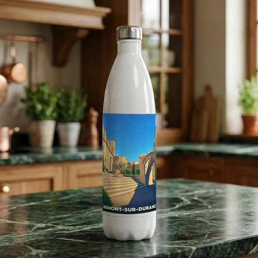 Gourde souvenir de la ville de Caumont-sur-Durance avec une illustration stylisée.