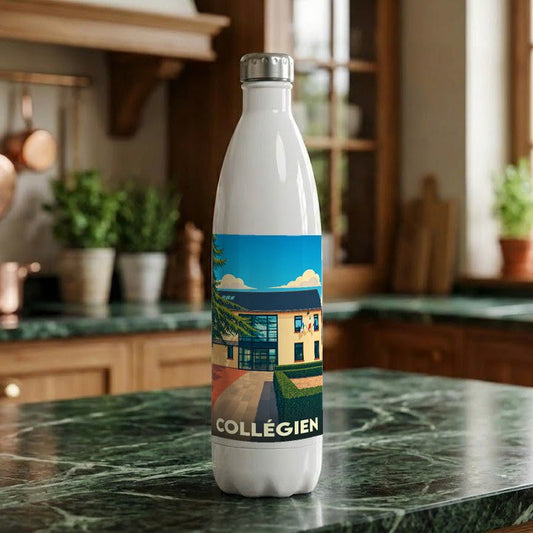 Gourde souvenir de la ville de Collégien ornée d'une illustration stylisée de sa mairie.