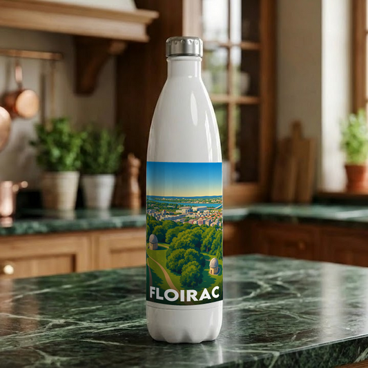 Gourde souvenir de la ville de Floirac avec une illustration stylisée.