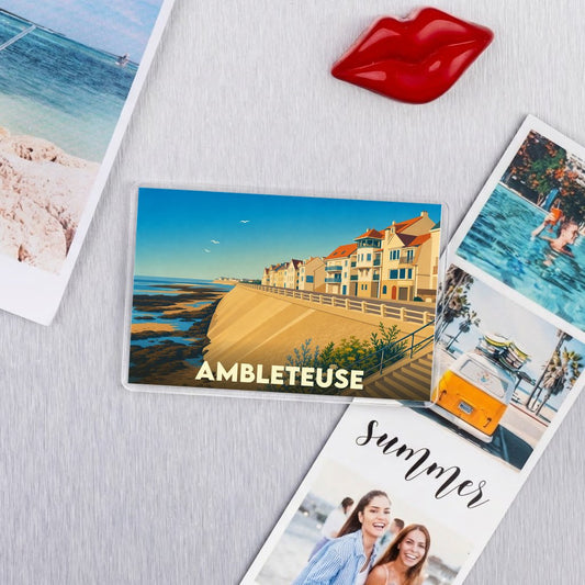 Magnet souvenir de la ville de Ambleteuse avec une illustration stylisée.