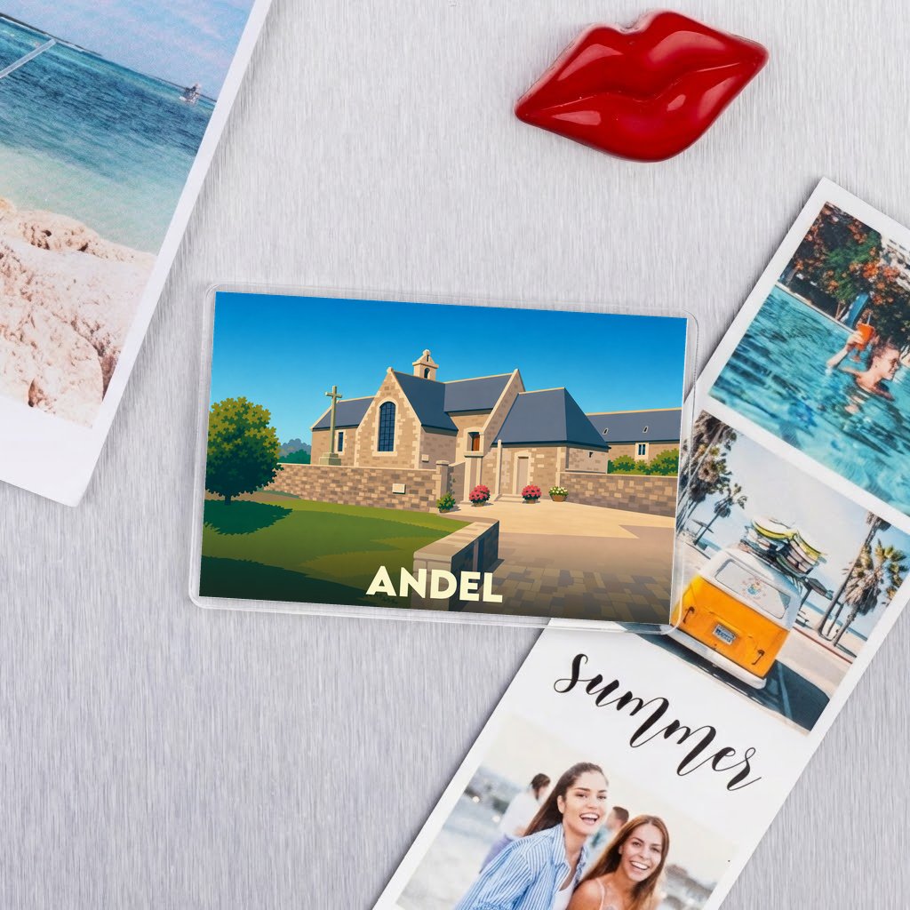 Magnat souvenir de la ville d'Andel avec une illustration stylisée.