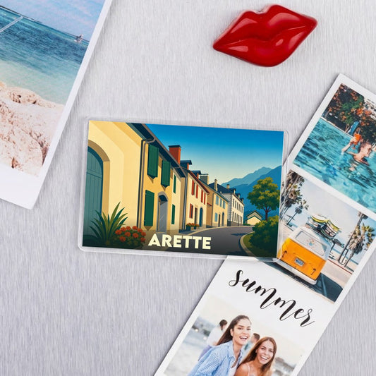 Magnat souvenir de la ville d'Arette avec une illustration stylisée.