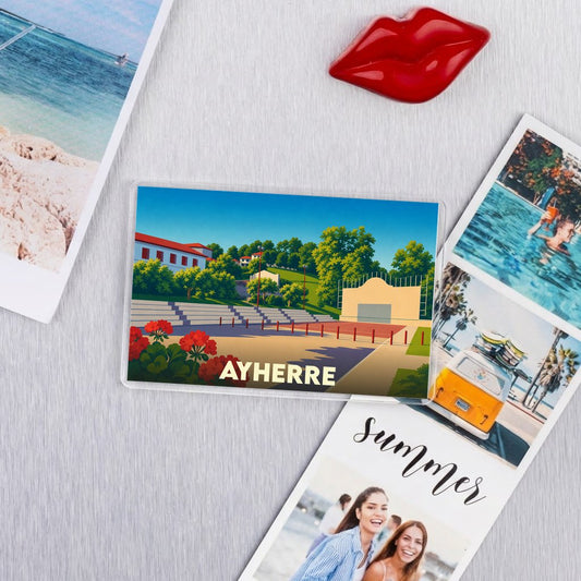 Magnet souvenir de la ville de Ayherre avec une illustration stylisée.