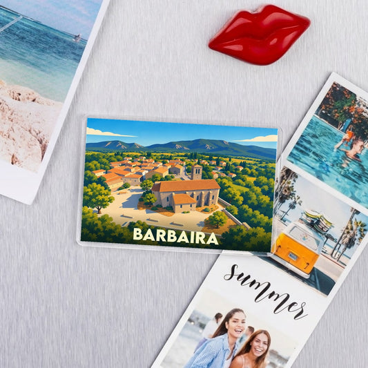 Magnat souvenir de la ville de Barbaira avec une illustration stylisée.