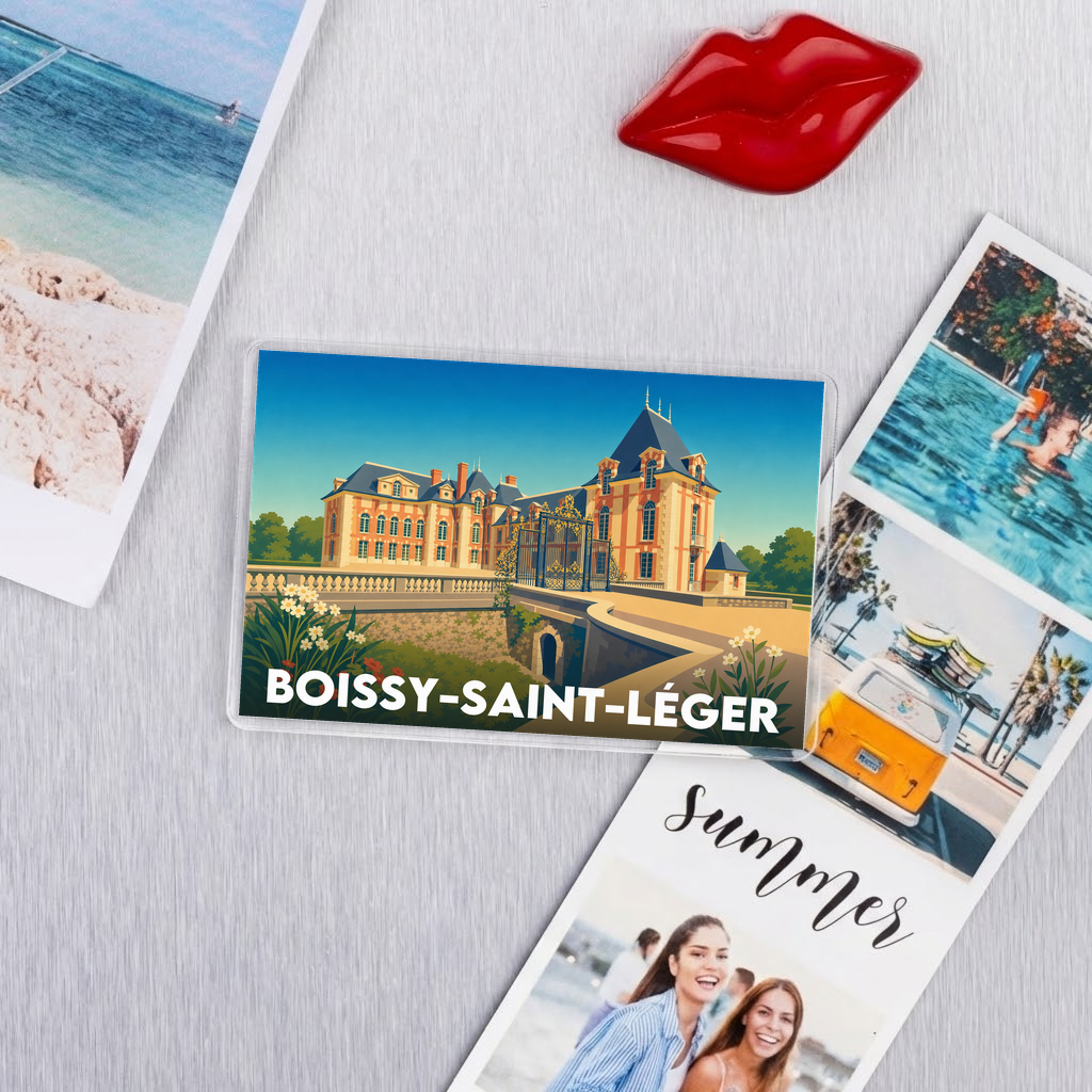Magnet souvenir de la ville de Boissy-Saint-Léger avec une illustration stylisée.