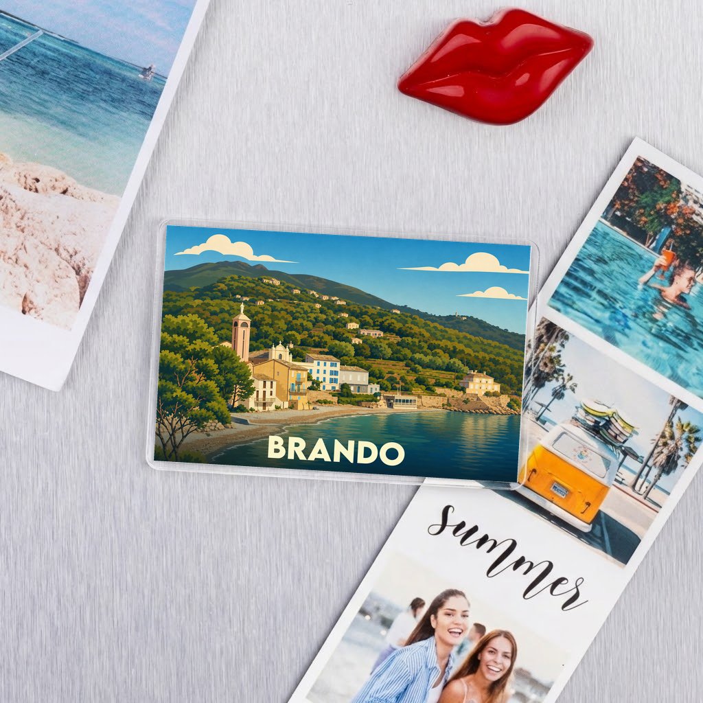 Magnat souvenir de la ville de Brando avec une illustration stylisée.