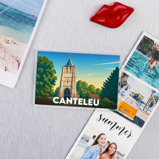 Magnet souvenir de la ville de Canteleu avec une illustration stylisée.