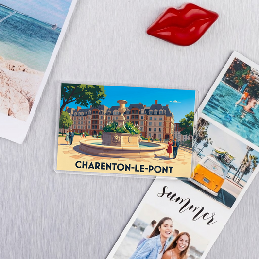 Magnet souvenir de la ville de Charenton-le-Pont avec une illustration stylisée.