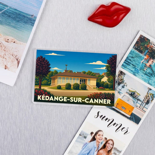 Magnet souvenir de la ville de Kédange-sur-Canner avec une illustration stylisée.