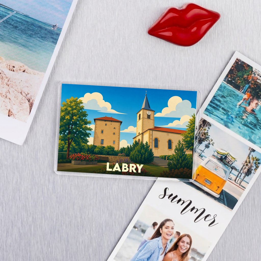 Magnat souvenir de la ville de Labry avec une illustration stylisée.