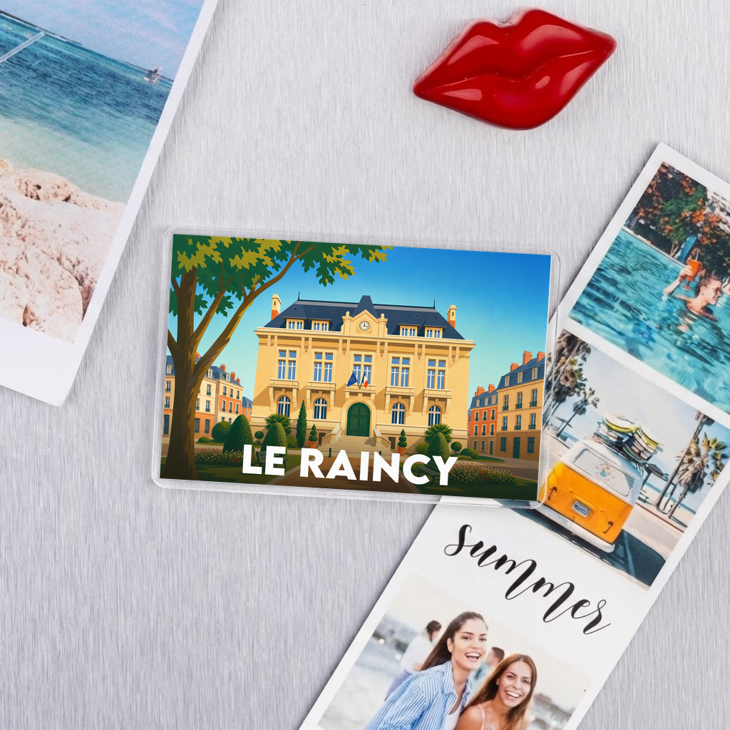 Magnet souvenir de la ville de Le Raincy avec une illustration stylisée.