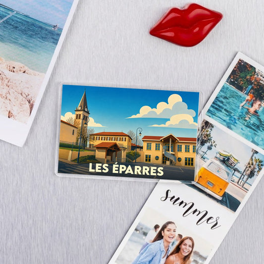 Magnet souvenir de la ville de Les Éparres avec une illustration stylisée.