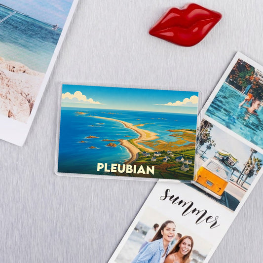 Magnet souvenir de la ville de Pleubian avec une illustration stylisée.