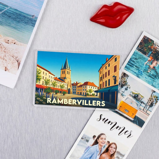 Magnat souvenir de la ville de Rambervillers avec une illustration stylisée.